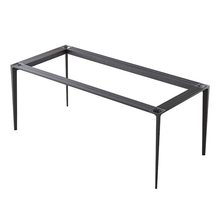Metal Contemporary Rectangular Table High Gloss White Sintered Stone Dining Table with 4 Legs
