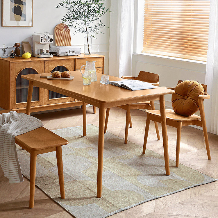 Massive Eiche Holz Rechteck Esstisch moderner moderner Küchenholz Tisch mit 4 Beinen