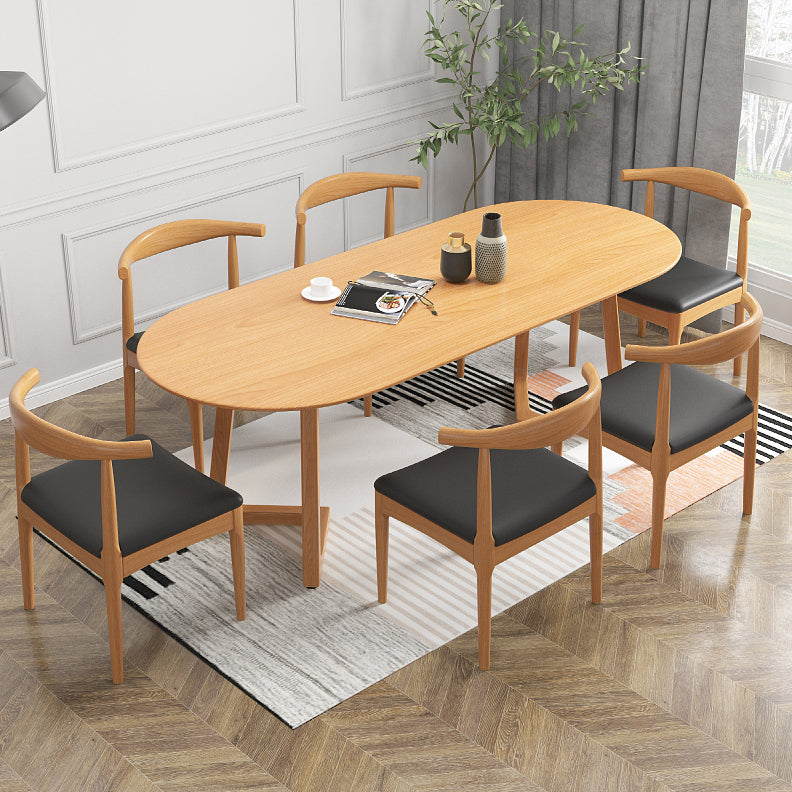 Tavolo da pranzo in tono marrone in legno massiccio semplicità tavolo doppio piedistallo per sala da pranzo