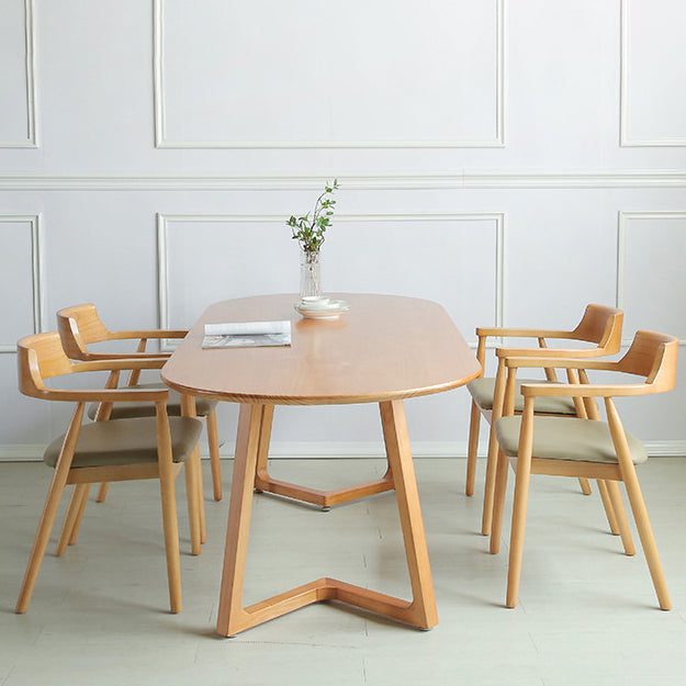 Tavolo da pranzo in tono marrone in legno massiccio semplicità tavolo doppio piedistallo per sala da pranzo