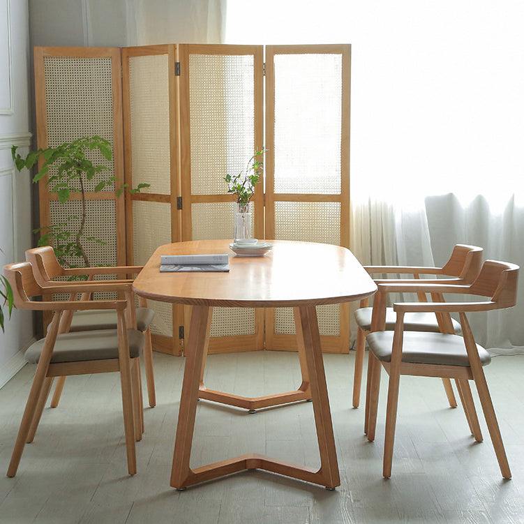 Tavolo da pranzo in tono marrone in legno massiccio semplicità tavolo doppio piedistallo per sala da pranzo