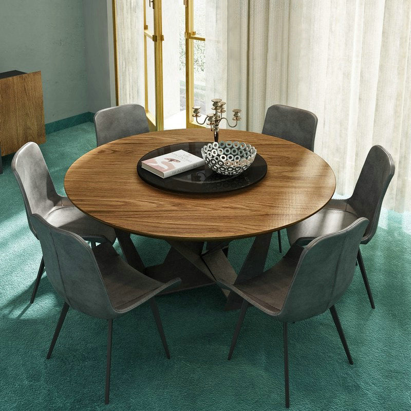 Contemporary Style Table Solid Wood Dining Table Round Shape Excluding Turntable