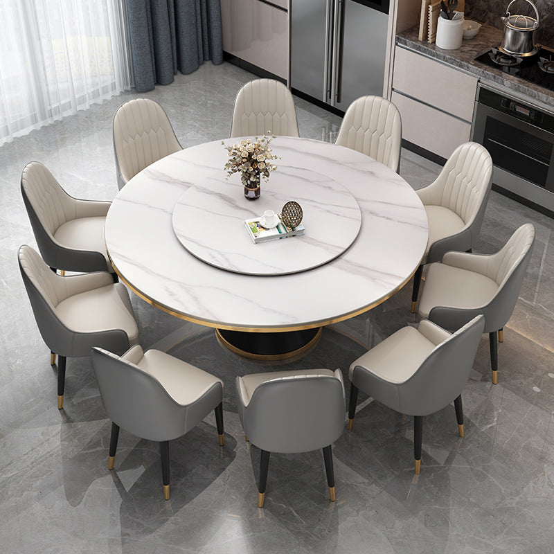 Modern Standard Kitchen Dining Table Sintered Stone Round Dining Table with Pedestal Base