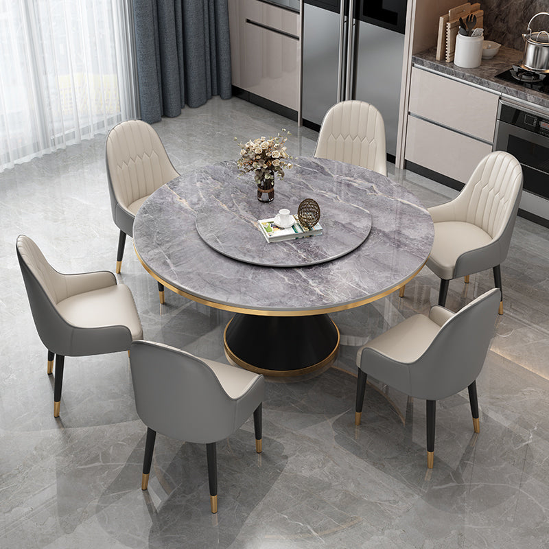 Modern Standard Kitchen Dining Table Sintered Stone Round Dining Table with Pedestal Base