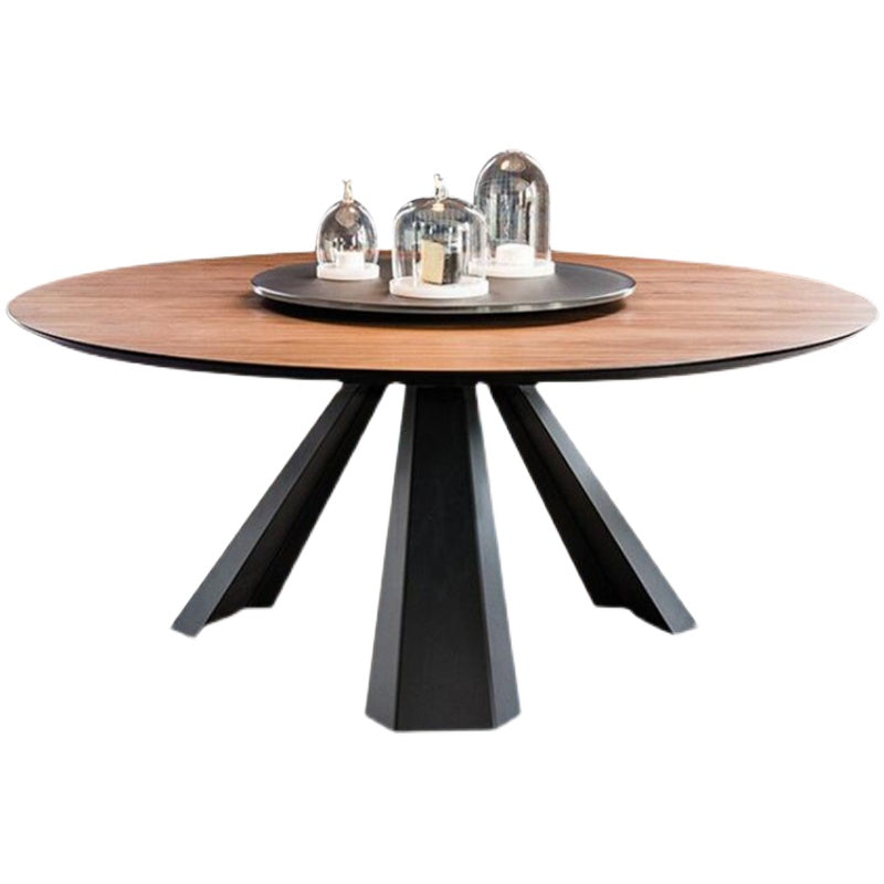 Minimalist Brown Standard Dining Table Solid Wood Round Table (without Lazy Susan)