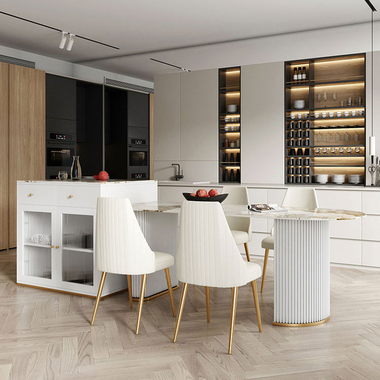 Metal Modern Free Form Indoor Table Sintered Stone Table for Kitchen and Dining Room