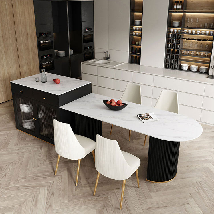 Metal Modern Free Form Indoor Table Sintered Stone Table for Kitchen and Dining Room