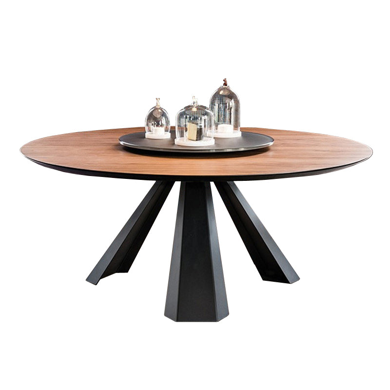 Mesa de comedor de madera maciza de estilo moderno de estilo moderno con base metálica
