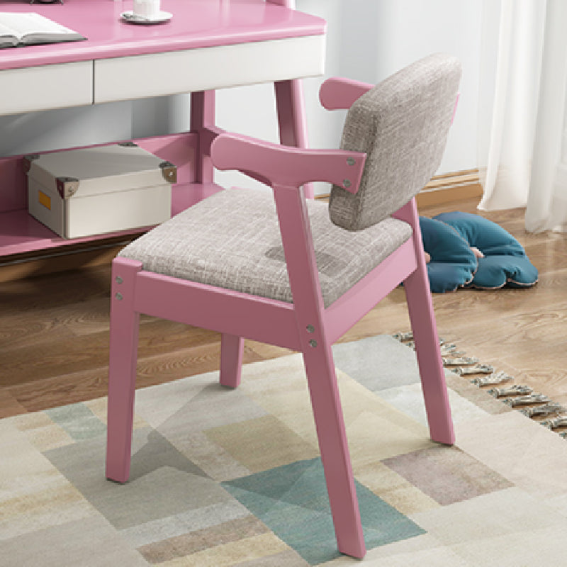 Scandinavian Style Wood Dining Side Chair Upholstered Open Back Dining Side Chair