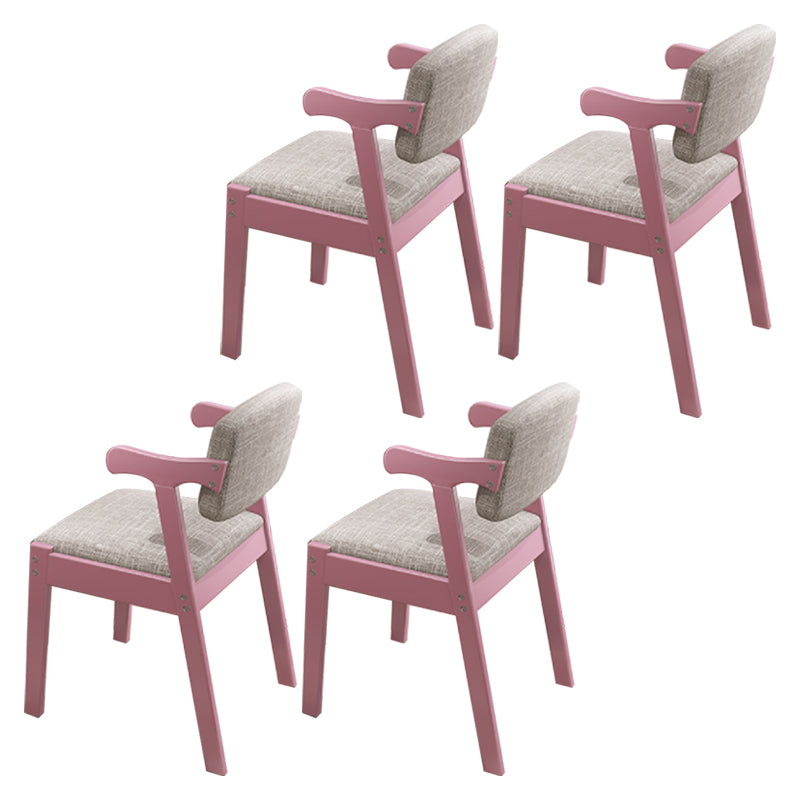 Scandinavian Style Wood Dining Side Chair Upholstered Open Back Dining Side Chair