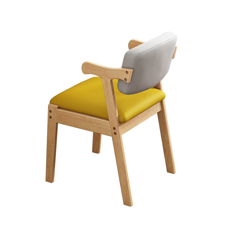Scandinavian Style Wood Dining Side Chair Upholstered Open Back Dining Side Chair
