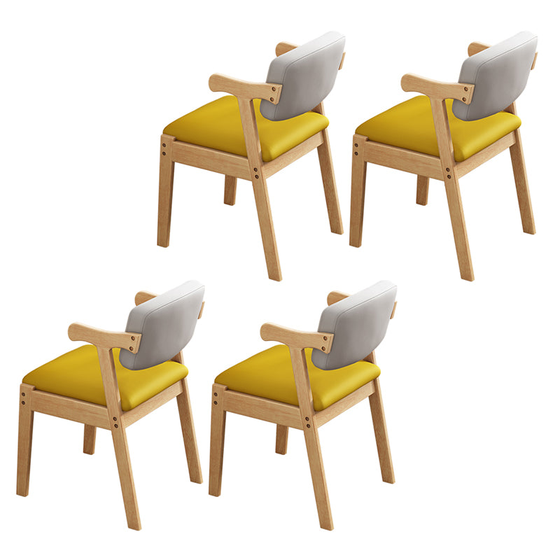 Scandinavian Style Wood Dining Side Chair Upholstered Open Back Dining Side Chair