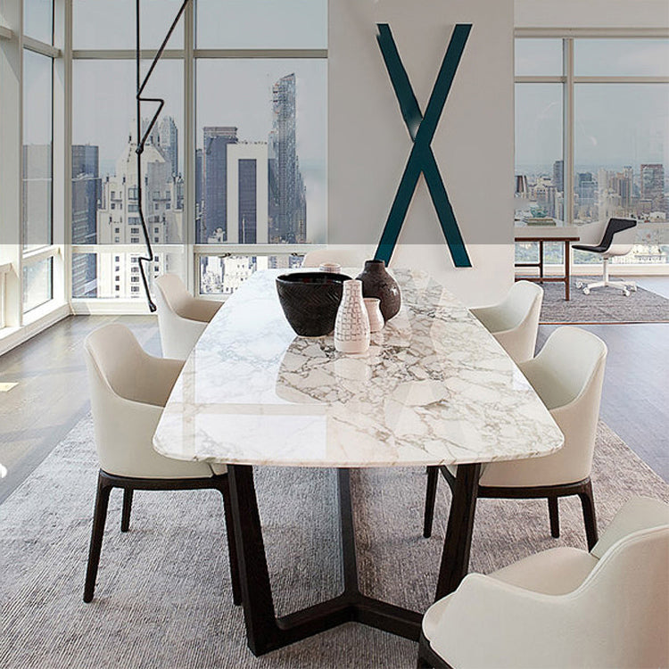Contemporary Style Leather Chair Arm Parsons Chair with Wooden Legs for Dining Room