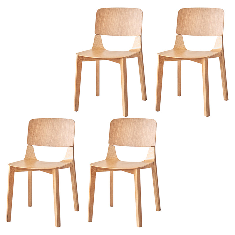 Nordic Style Solid Wood Dining Room Chair Armless Open Back Dining Side Chair for Home Use