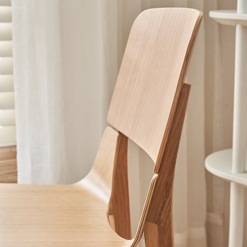 Nordic Style Solid Wood Dining Room Chair Armless Open Back Dining Side Chair for Home Use