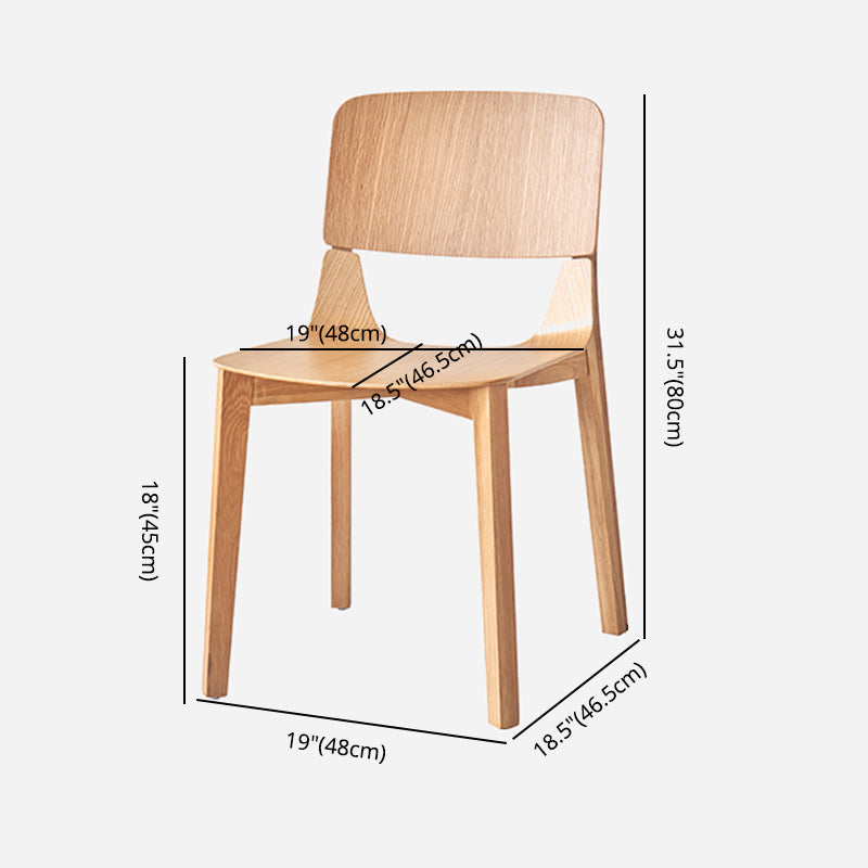 Nordic Style Solid Wood Dining Room Chair Armless Open Back Dining Side Chair for Home Use