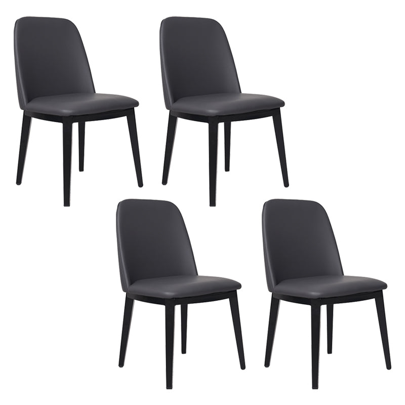 Contemporary Style Dining Side Chair Armless Kitchen Chair with Wooden Legs