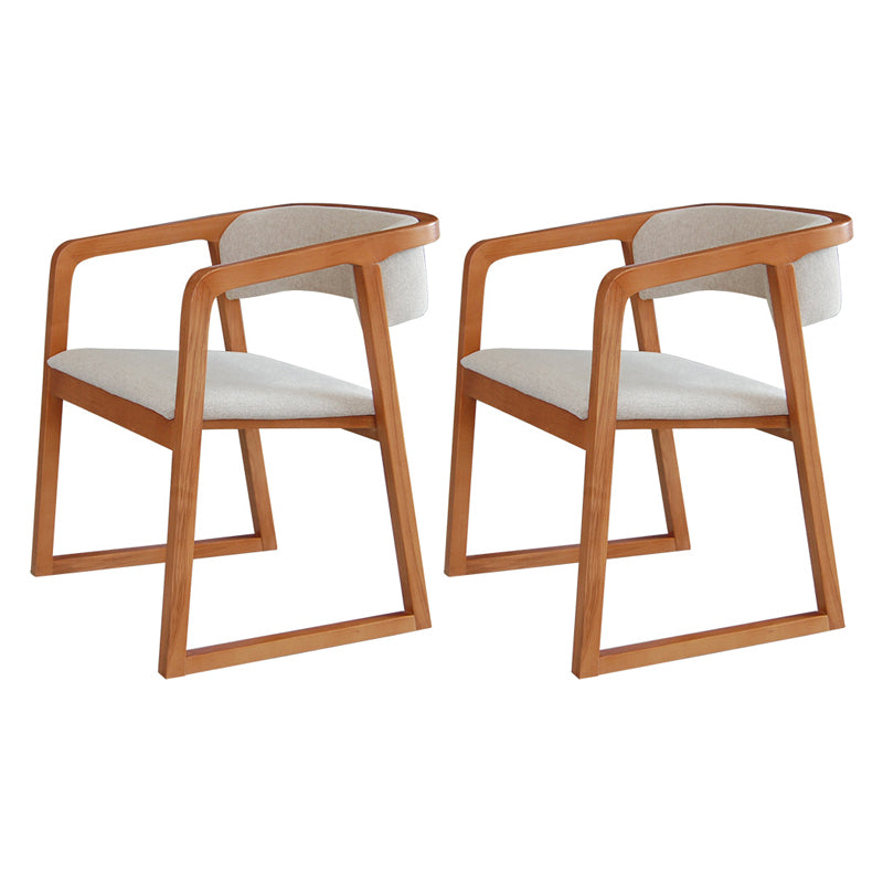 Glam Style Wooden Dining Arm Chair Matte Finish Open Back Dining Chair for Dinning Room