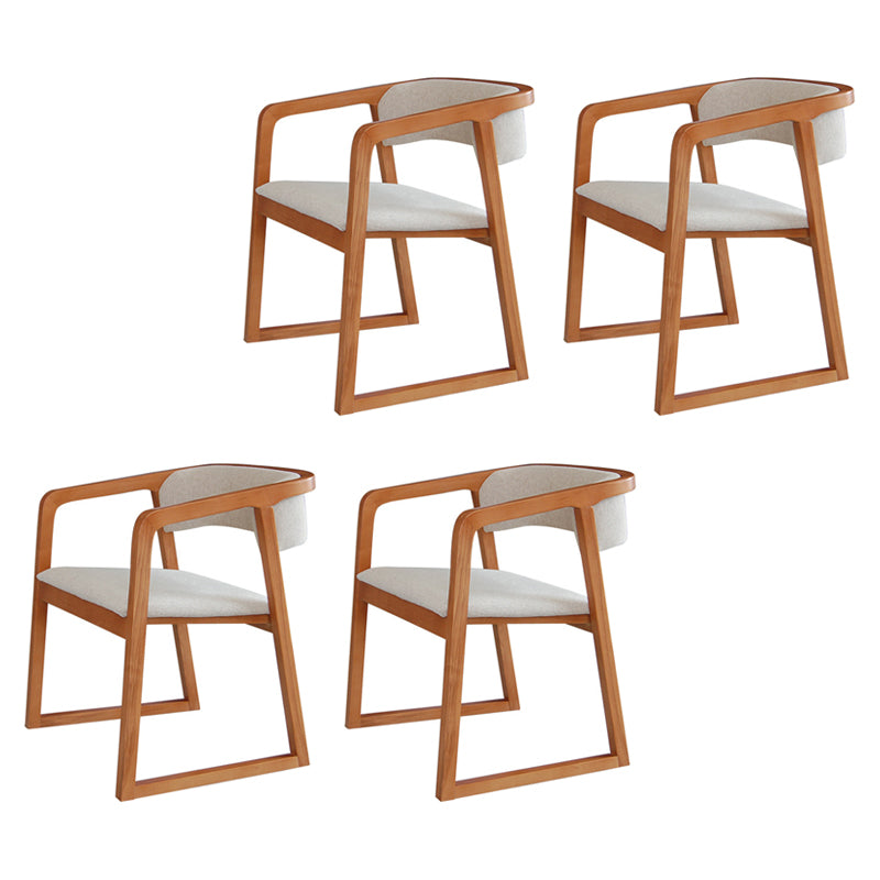 Glam Style Wooden Dining Arm Chair Matte Finish Open Back Dining Chair for Dinning Room