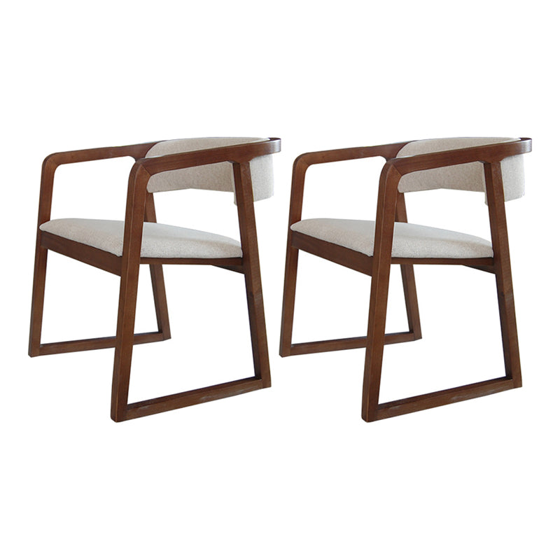 Glam Style Wooden Dining Arm Chair Matte Finish Open Back Dining Chair for Dinning Room