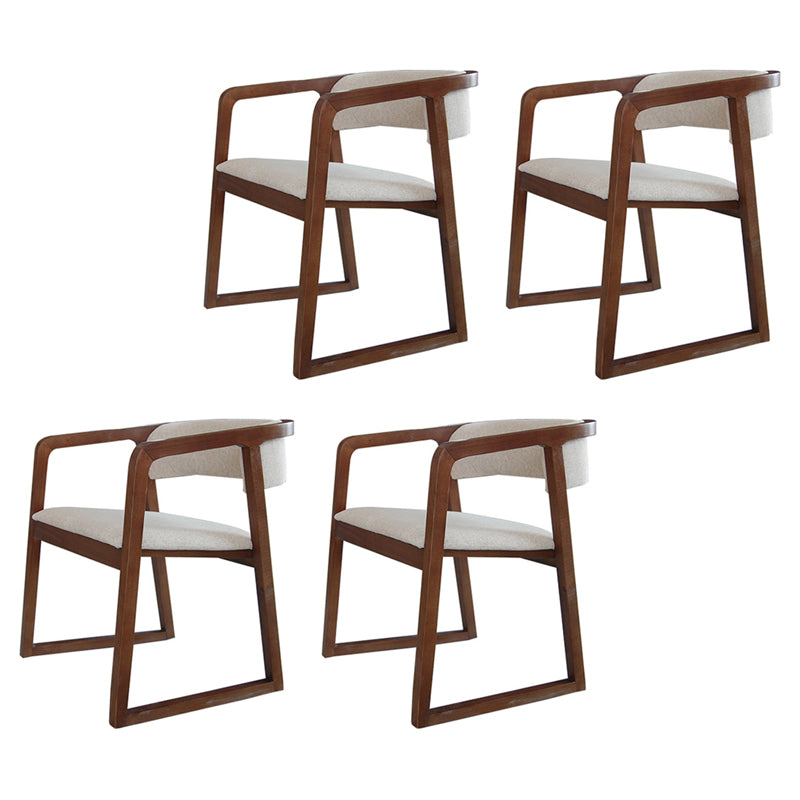 Glam Style Wooden Dining Arm Chair Matte Finish Open Back Dining Chair for Dinning Room