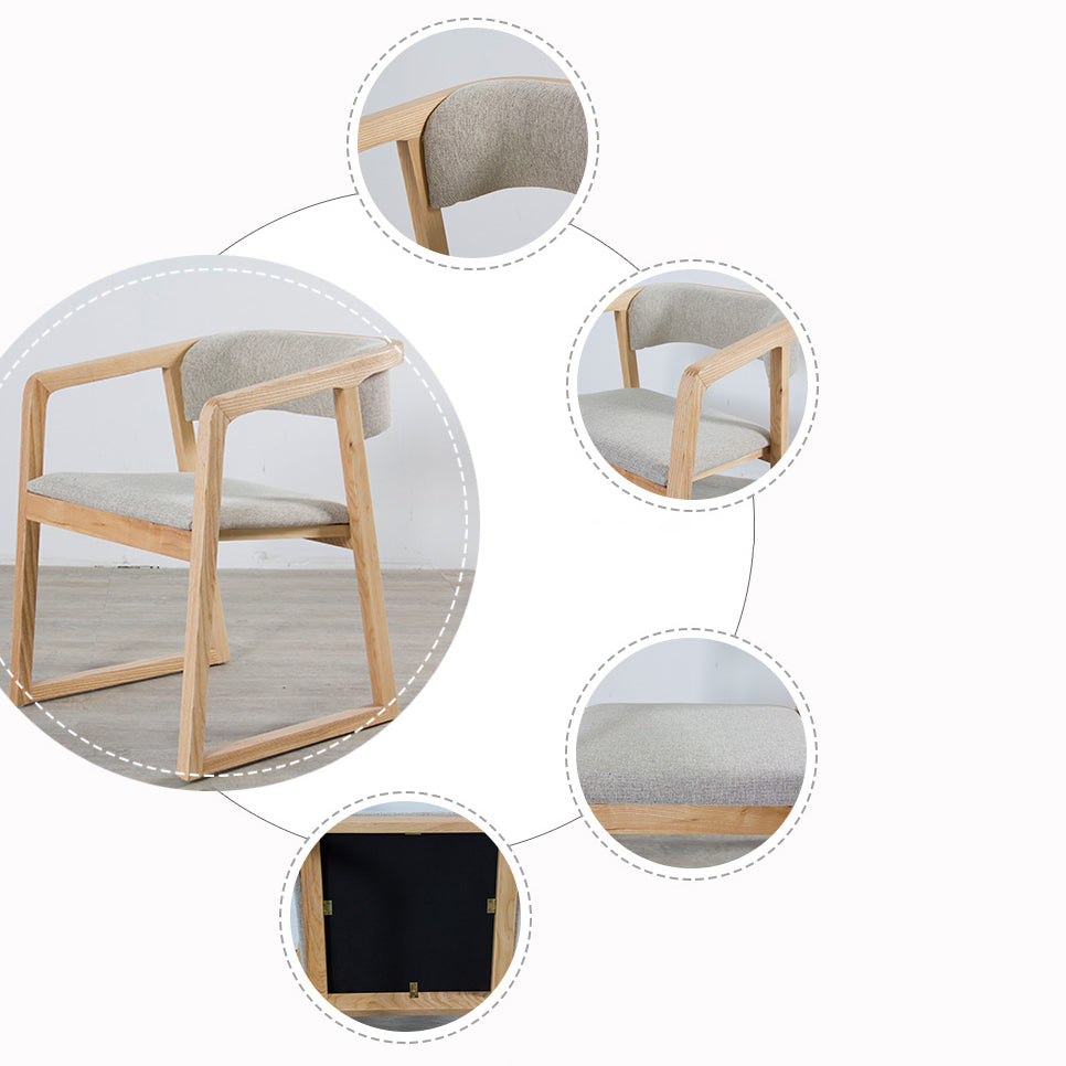 Glam Style Wooden Dining Arm Chair Matte Finish Open Back Dining Chair for Dinning Room