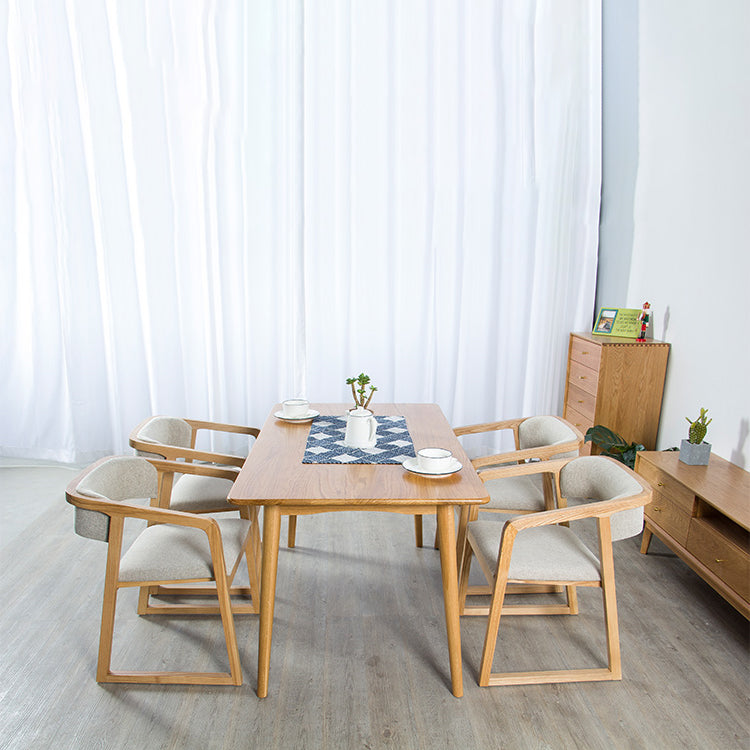 Glam Style Wooden Dining Arm Chair Matte Finish Open Back Dining Chair for Dinning Room