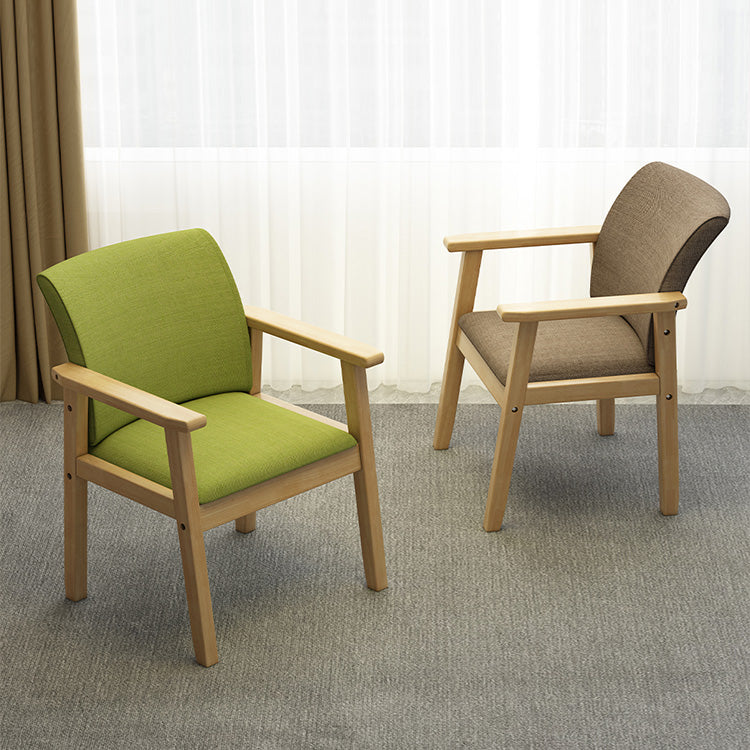 Modern Kitchen Khaki Dining Arm Chair Solid Wood Solid Back Dining Arm Chair