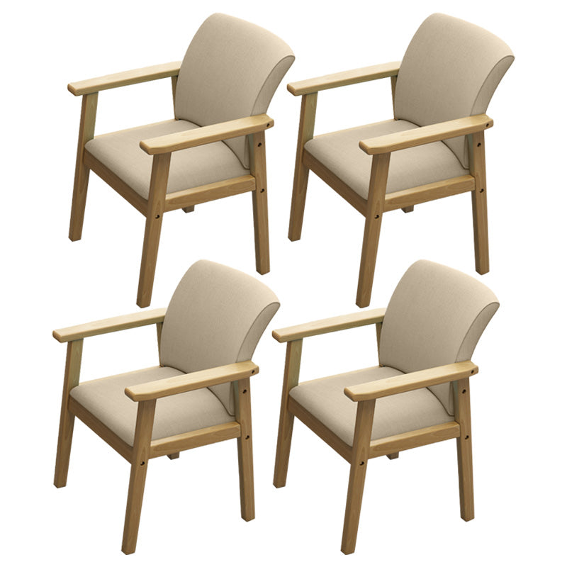 Modern Kitchen Khaki Dining Arm Chair Solid Wood Solid Back Dining Arm Chair