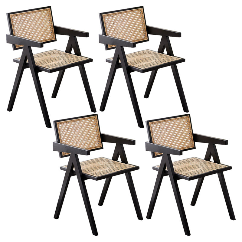 Contemporary Open Back Kitchen Dining Arm Chair Solid Wood Dining Arm Chair