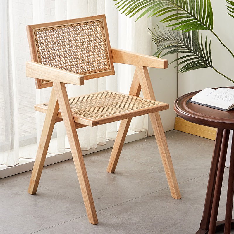 Contemporary Open Back Kitchen Dining Arm Chair Solid Wood Dining Arm Chair