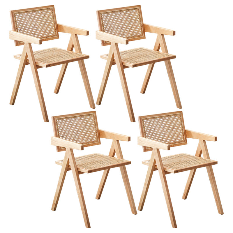 Contemporary Open Back Kitchen Dining Arm Chair Solid Wood Dining Arm Chair