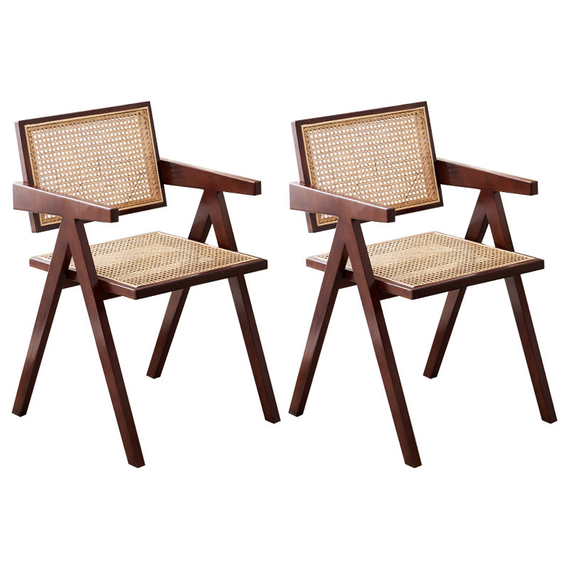 Contemporary Open Back Kitchen Dining Arm Chair Solid Wood Dining Arm Chair