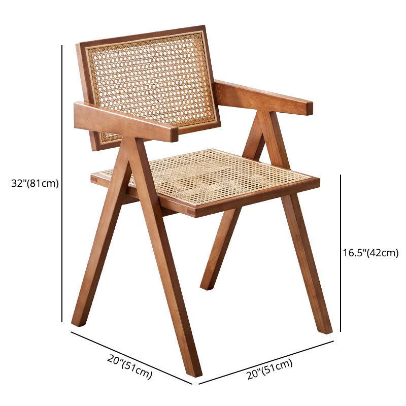 Contemporary Open Back Kitchen Dining Arm Chair Solid Wood Dining Arm Chair