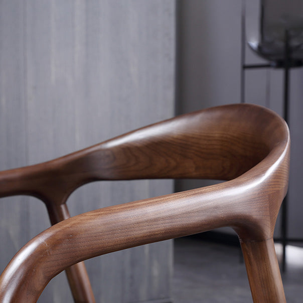 Traditional Style Solid Wood Dining Arm Chair Matte Finish Open Back Dining Chair