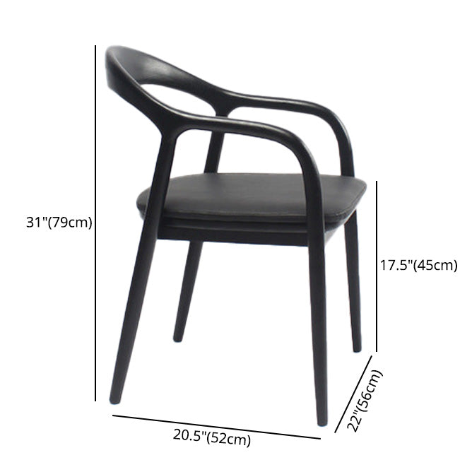 Traditional Style Solid Wood Dining Arm Chair Matte Finish Open Back Dining Chair