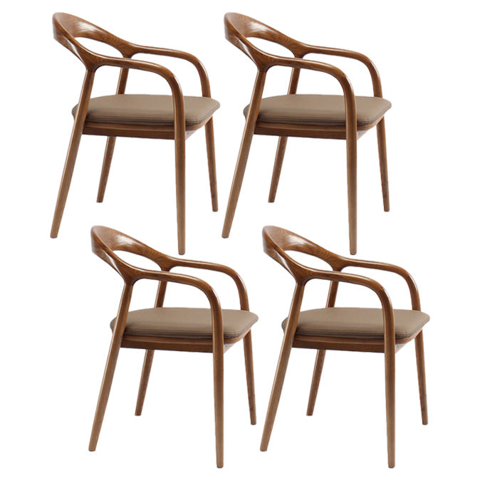 Traditional Style Solid Wood Dining Arm Chair Matte Finish Open Back Dining Chair