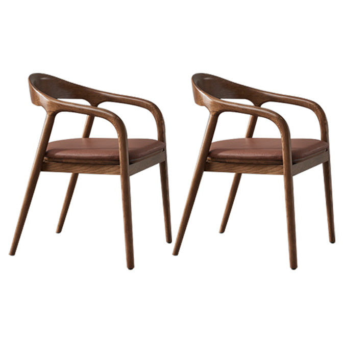 Traditional Style Solid Wood Dining Arm Chair Matte Finish Open Back Dining Chair