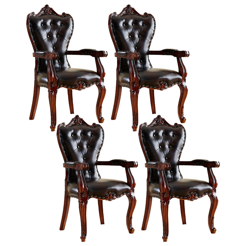 Victorian Dining Arm Chair Solid Back Side Chair with Wood Legs for Home Use