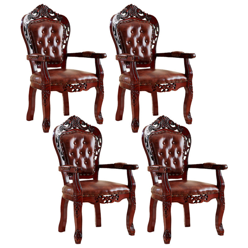 Victorian Dining Arm Chair Solid Back Side Chair with Wood Legs for Home Use