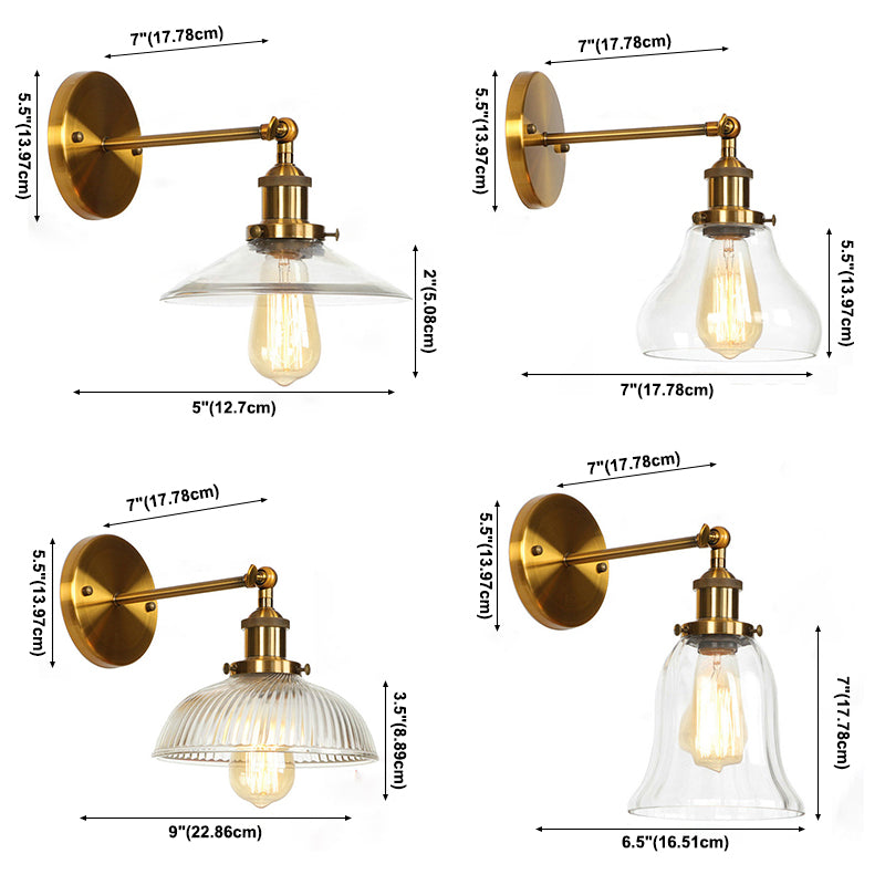 Illuminazione da parete geometrica vetro in stile industriale 1 luce sconce in ottone