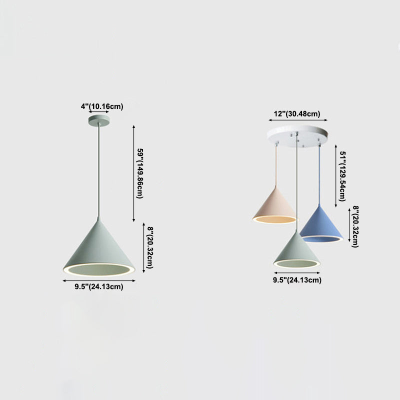 Pendante à cône Lights moderne lampe suspendue en métal 3 pendentif léger en plusieurs couleurs