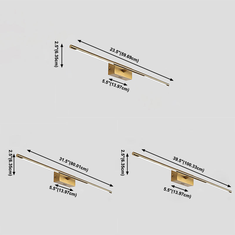 Linear Shade 1-Light Wall Sconce Modern Simple Style Mirror Wall Lighting in Gold