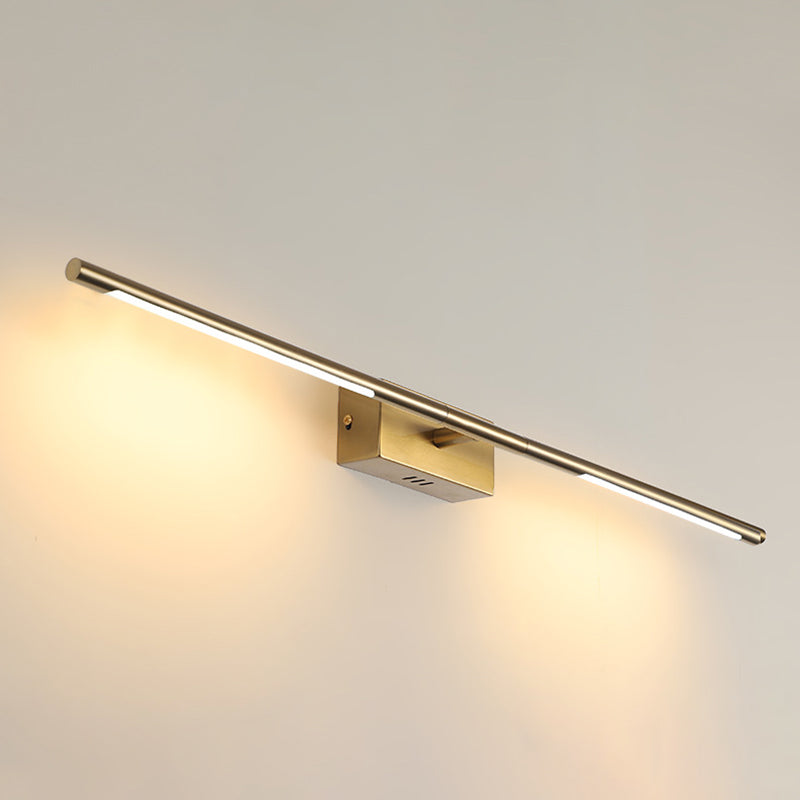 Linear Shade 1-Light Wall Sconce Modern Simple Style Mirror Wall Lighting in Gold