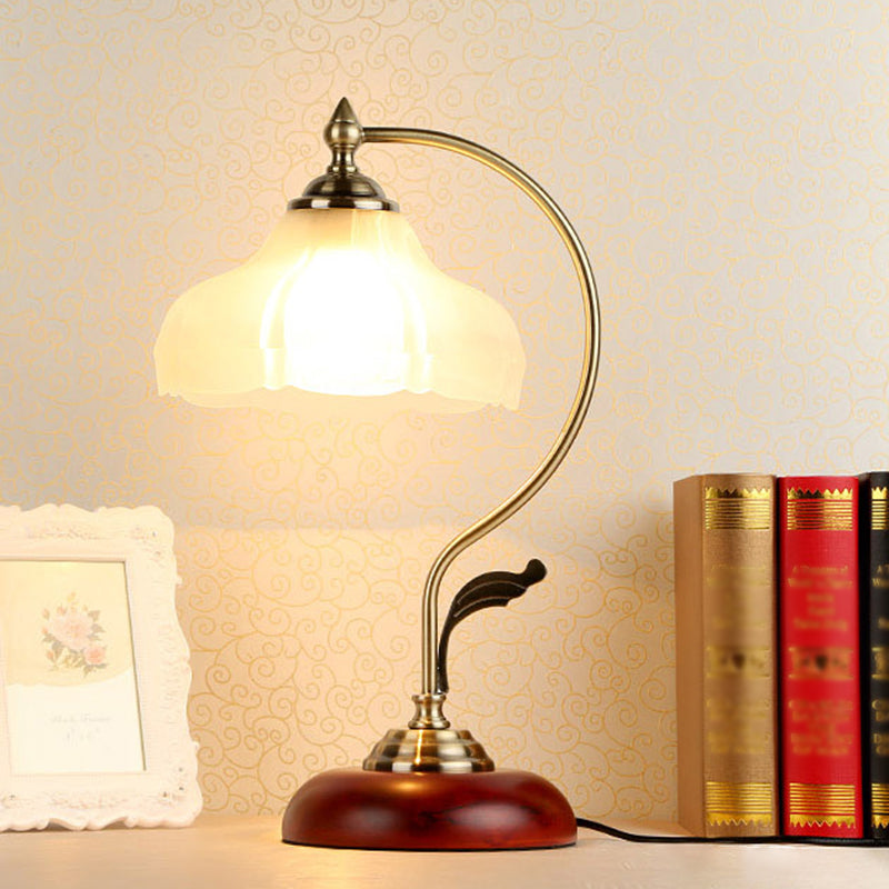 Flower Table Light Modern Nightstand Lamps Wood 1 Light Table Lamp in Gold