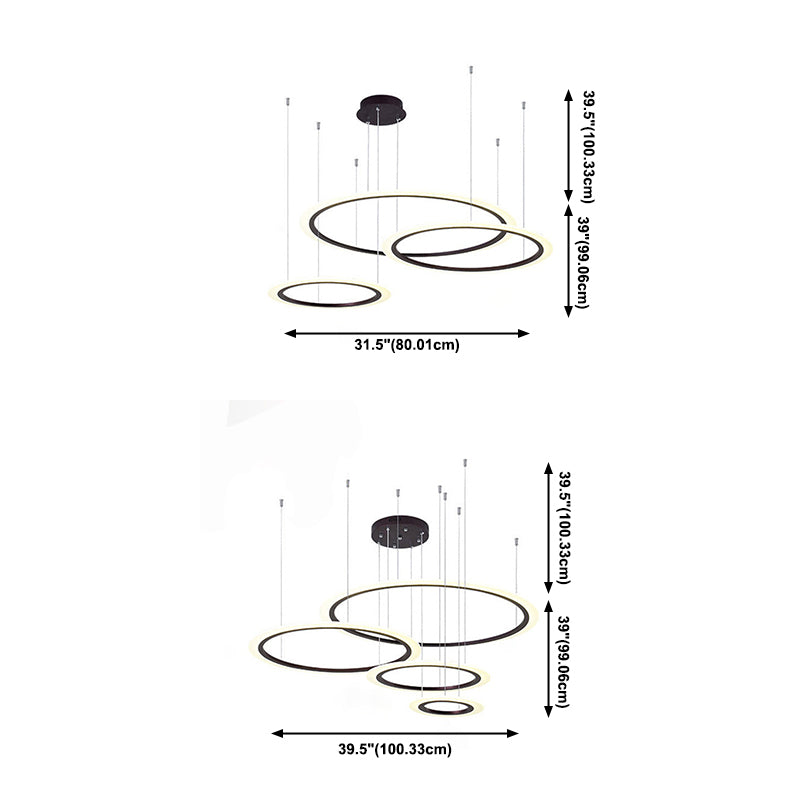 Grande moderno lampadario moderno multipli anelli lampadario apparecchi di illuminazione in metallo lampadario