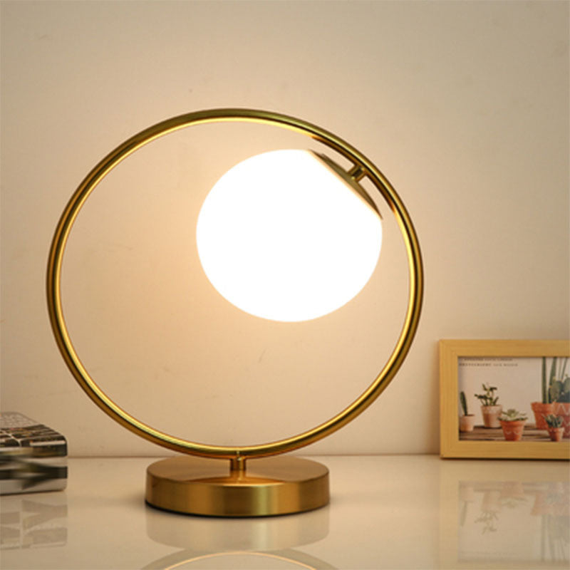 Modern Style Ball Shaped Table Lamp Glass 1 Head Night Table Lamps in Gold