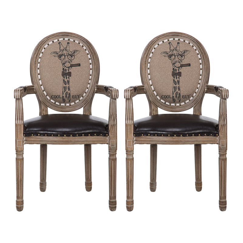 Farmhouse Dining Arm Chair King Louis Back Side Chair with Wood Legs for Home Use