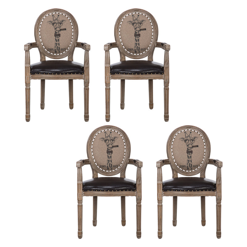 Farmhouse Dining Arm Chair King Louis Back Side Chair with Wood Legs for Home Use