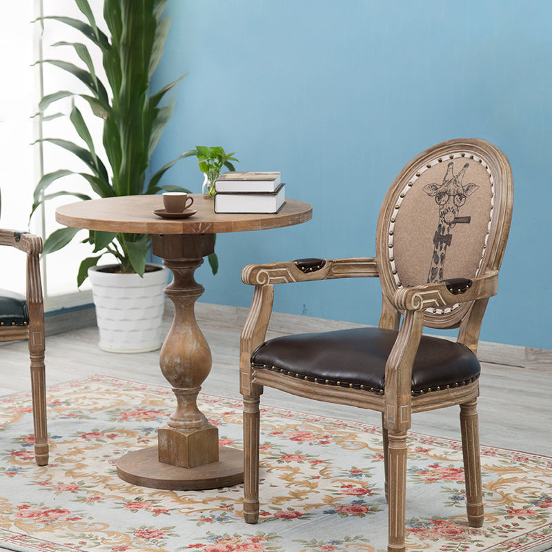 Farmhouse Dining Arm Chair King Louis Back Side Chair with Wood Legs for Home Use